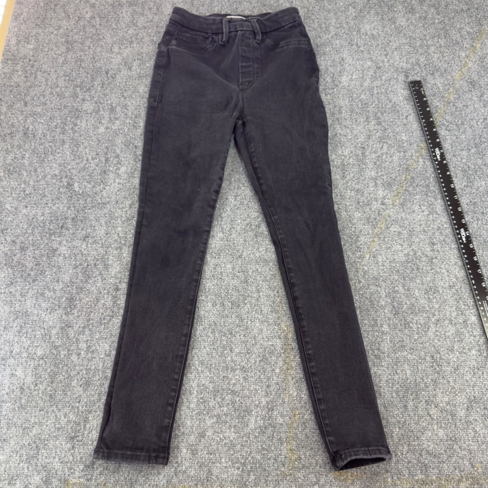 Good American GLV478BT High Rise Skinny Pull On Jeans Black Size 2